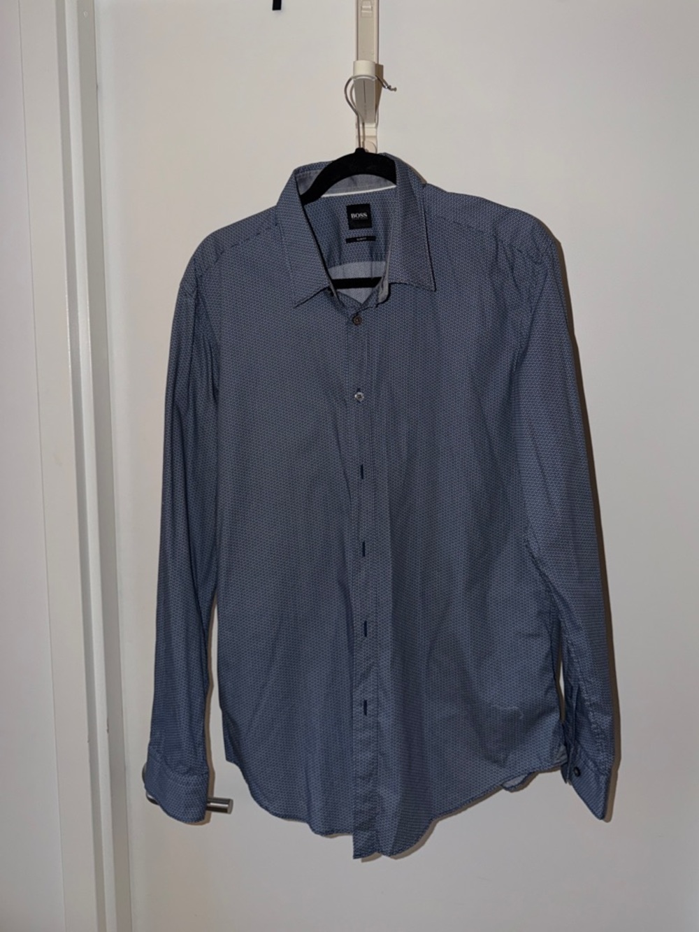 Hugo Boss Navy Patterned Button Down Shirt